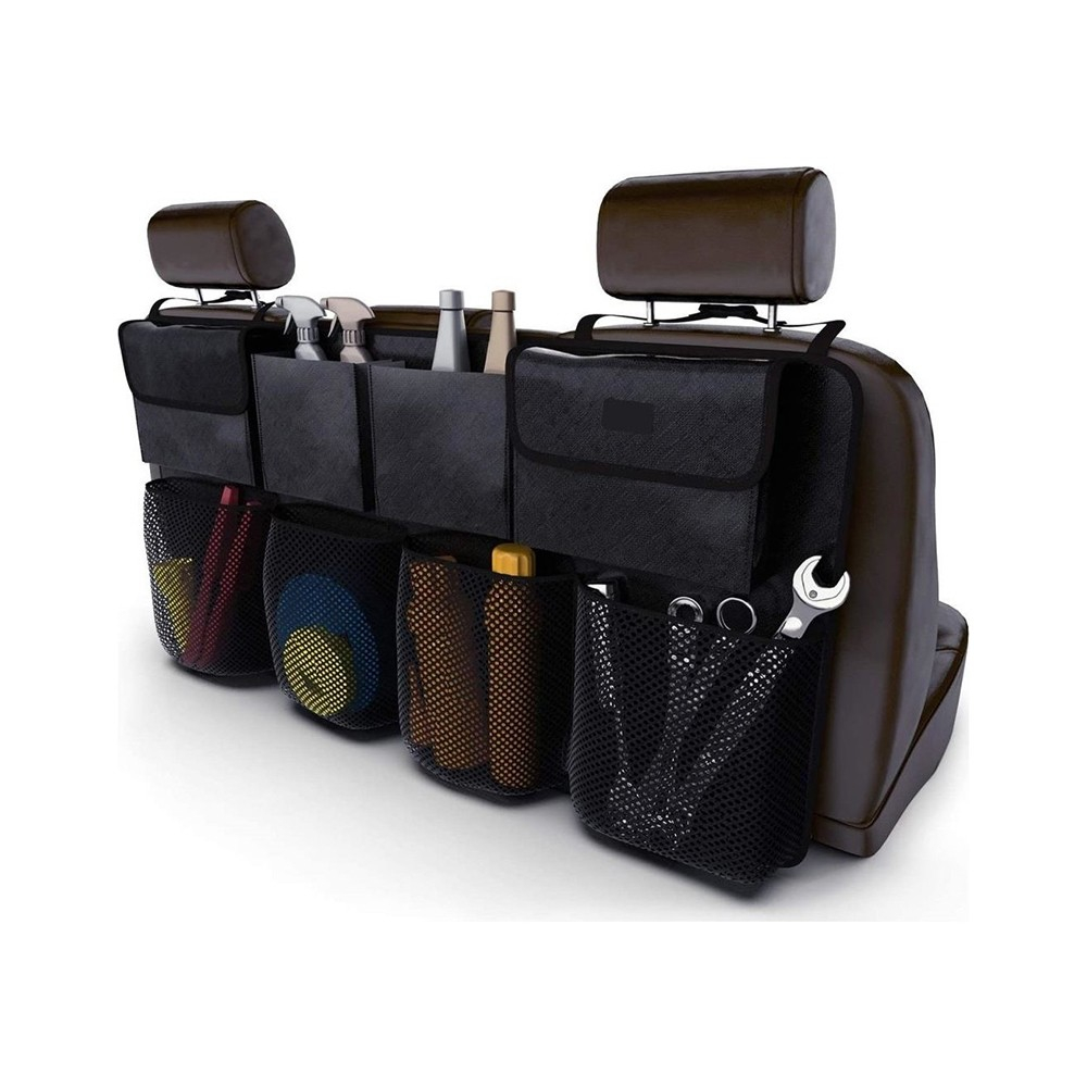 (90x46cm) Auto Rückbank Aufbewahrungs Hänge Beutel Organizer Tasche mit 8 Fächern - Schwarz