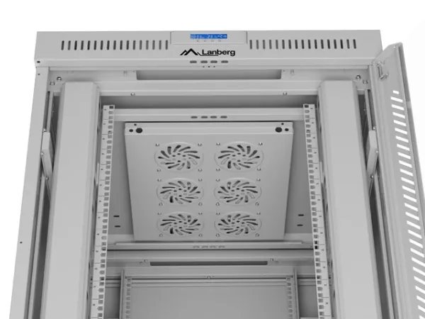 Lanberg FF01 series V2 - Rack kabinet - 800 x 1000, flad pakke, med glasdør - med LCD skærm, termostat - fritstående - grå, RAL 7035 - 42U - 19