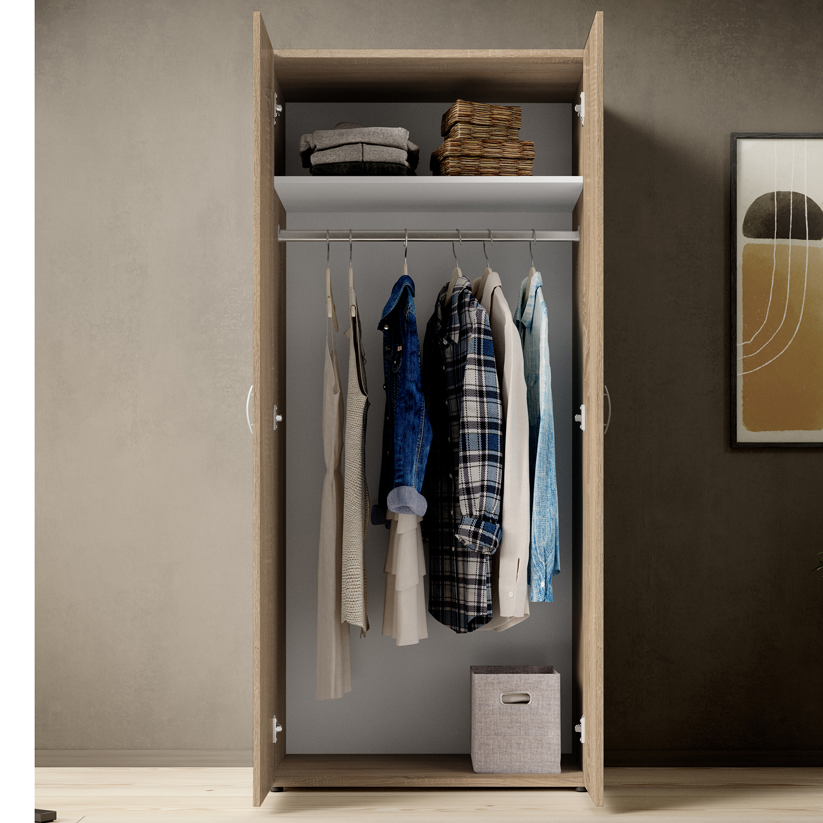 Drehtürenschrank - Sonoma Eiche - 2 Türen - 81 cm breit