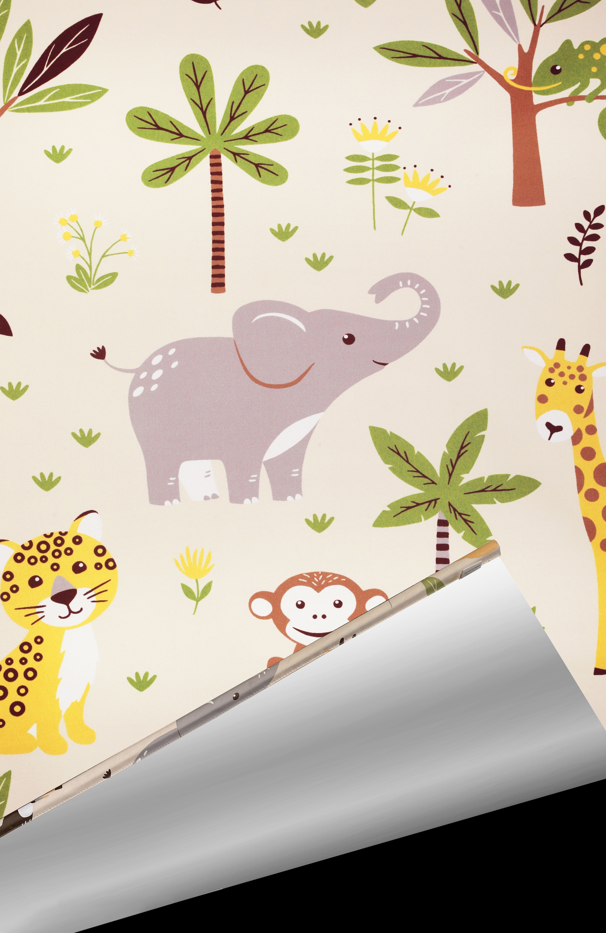 GOODproduct Rollo »Jungle« Lichtschutz Sichtschutz ohne Bohren freihängend Klemmfix, Fixmass, Tiere, Kinderrollo, einseitig bedruckt