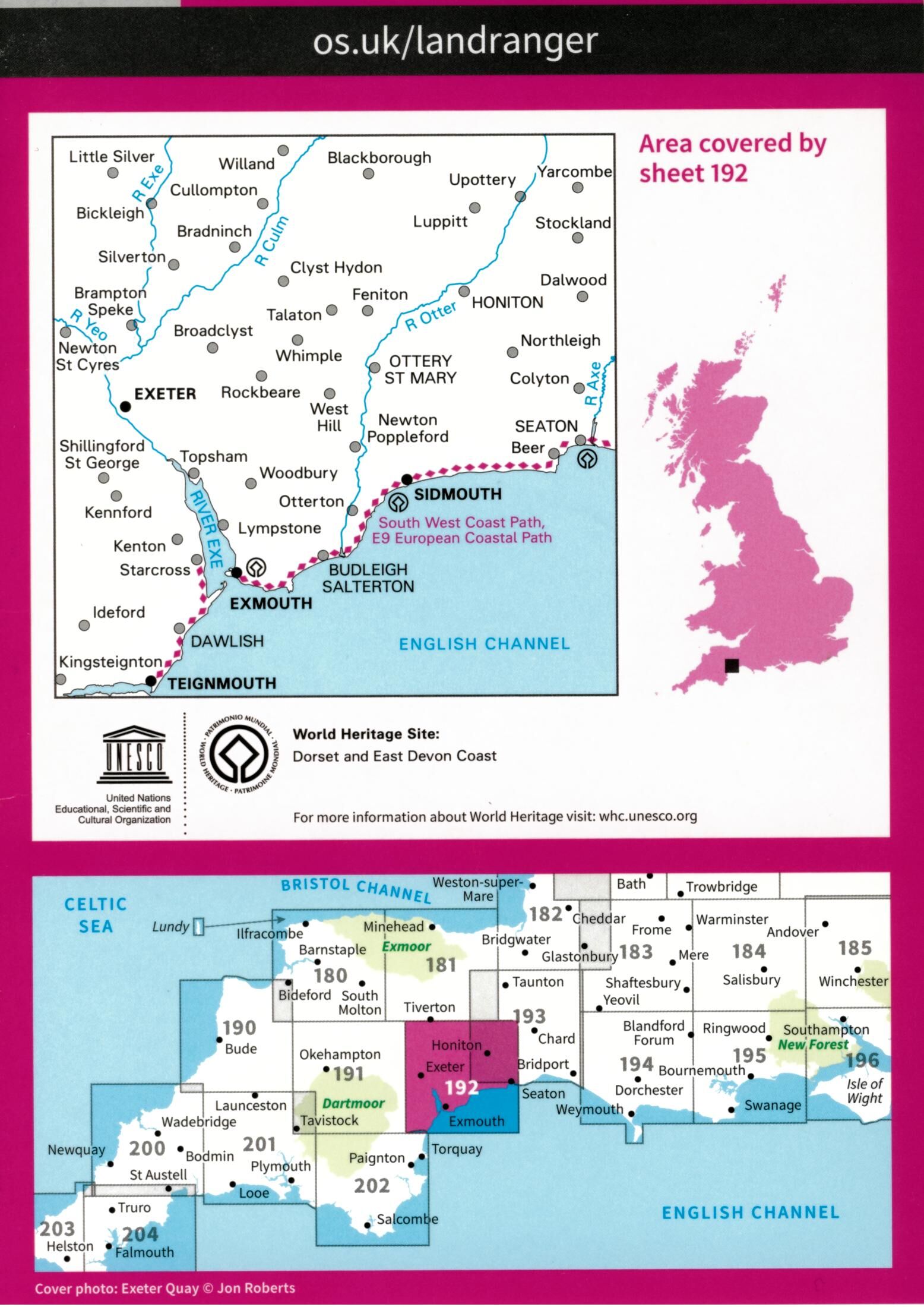 ORDNANCE SURVEY - 192 GB EXTER SIDMOUTH 1 50 000
