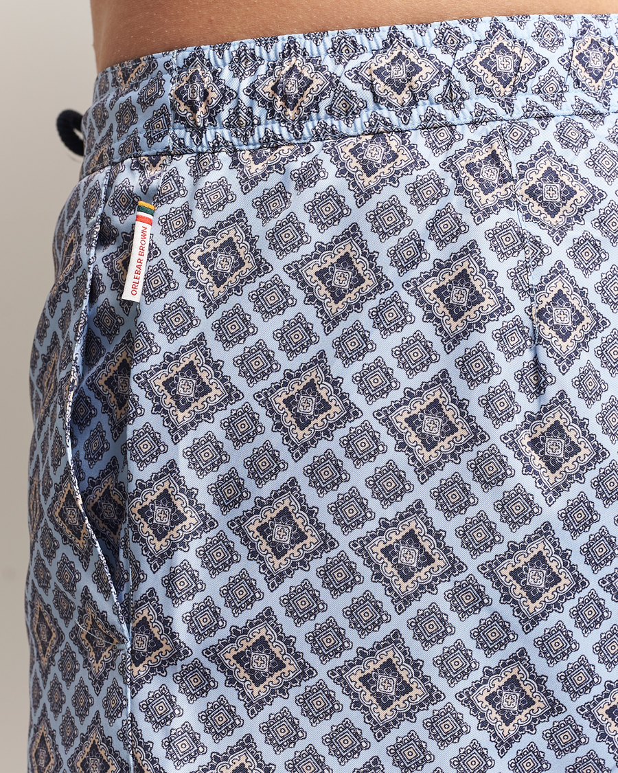 Orlebar Brown Bulldog Drawcord Paisley Swimshorts Wave Blue