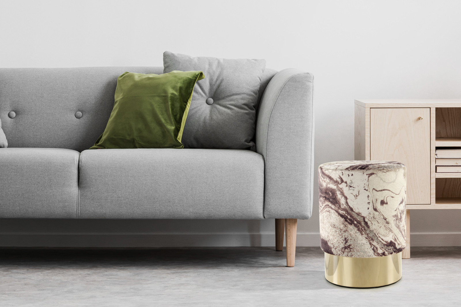 Polsterhocker GIPSY 325 - bronze-gold marmoriert - Samt