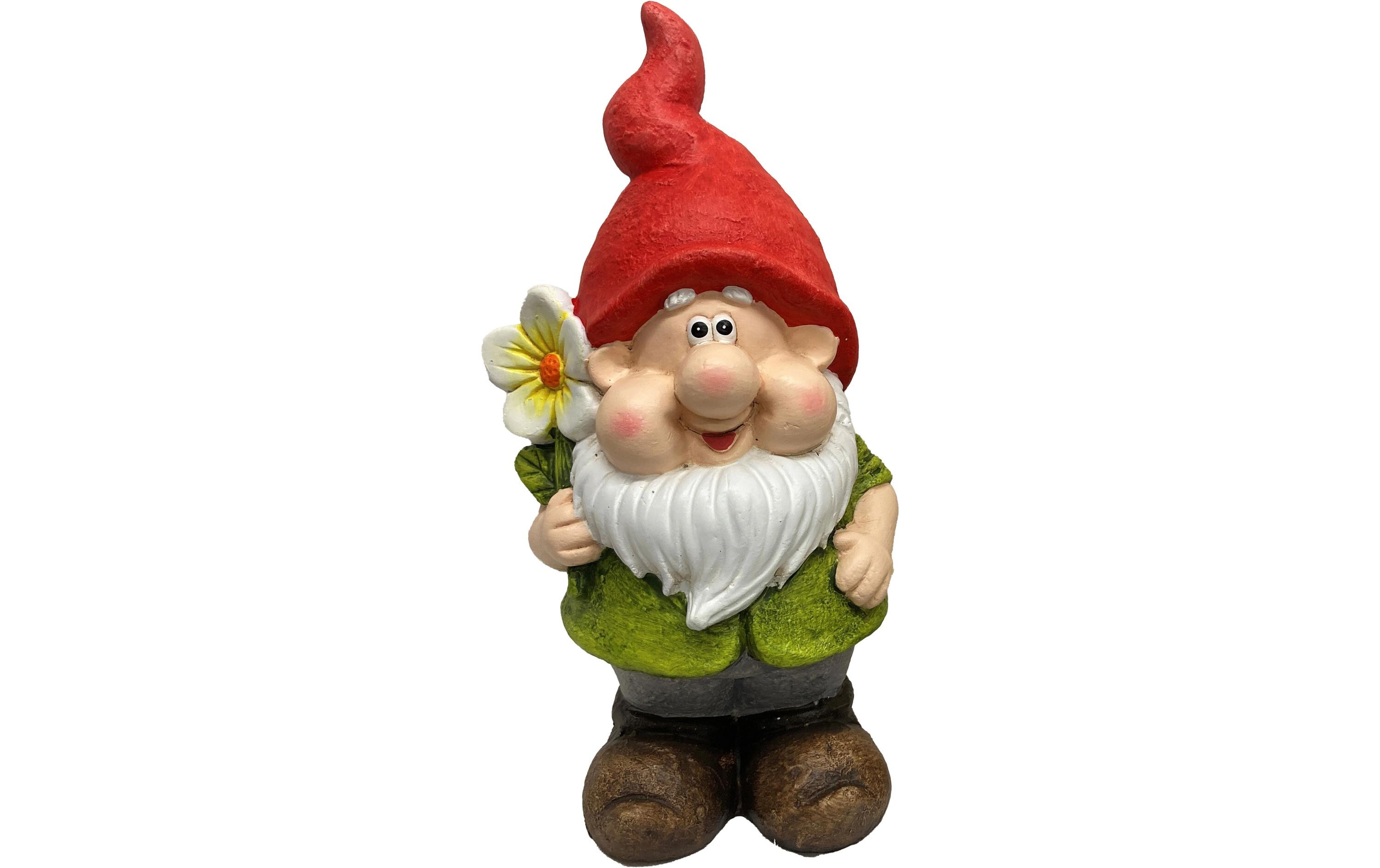 Dekofigur Gartenzwerg mit Blume, 12 x 15 x 28 cmGartenfigur