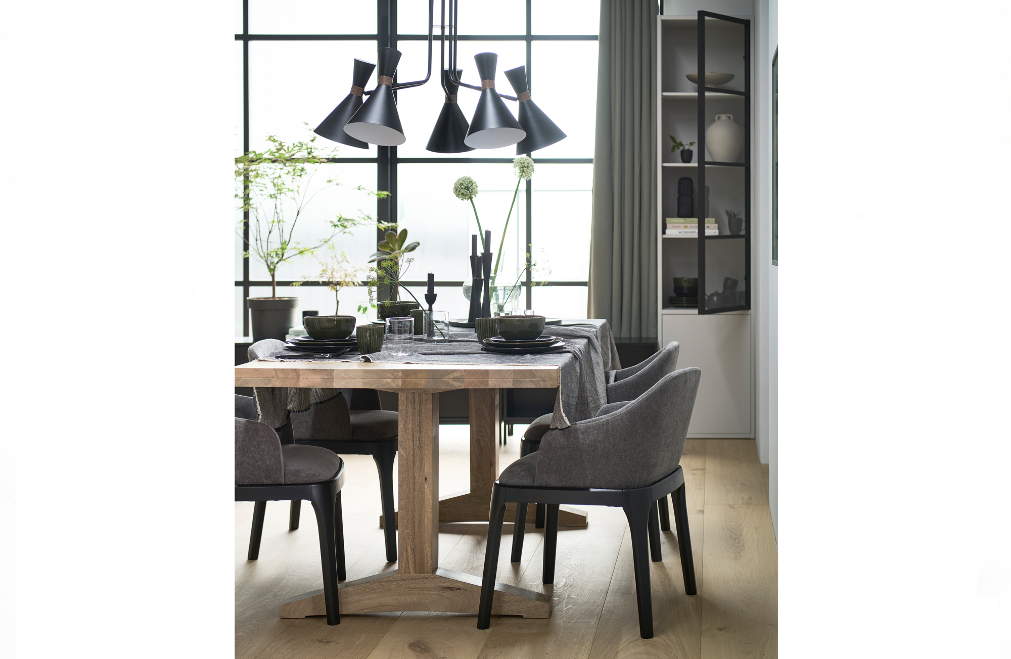 Vitrinekast Basic grenen 2 deurs Basic 2-drs vitrinekast grenen mist [fsc]