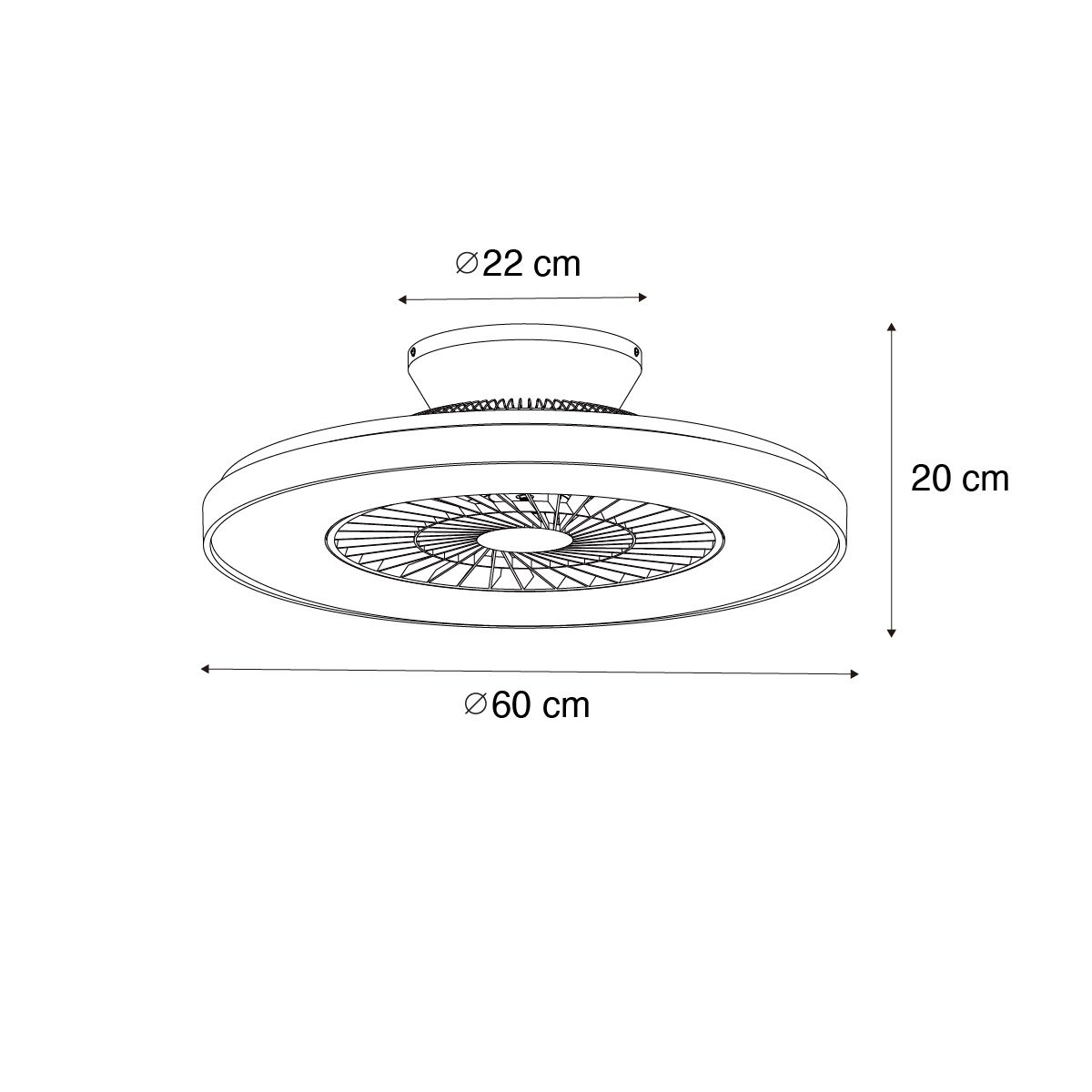 Plafondventilator hout print met ster effect 60cm incl. LED dimbaar met afstandsbediening - Climo