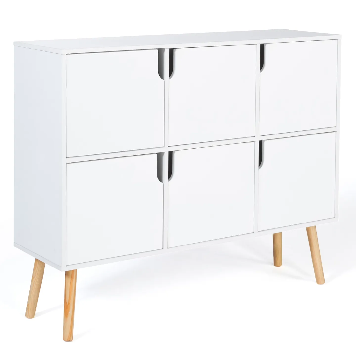 Meuble de rangement cube enfant EMMIE avec 6 cases en bois blanc