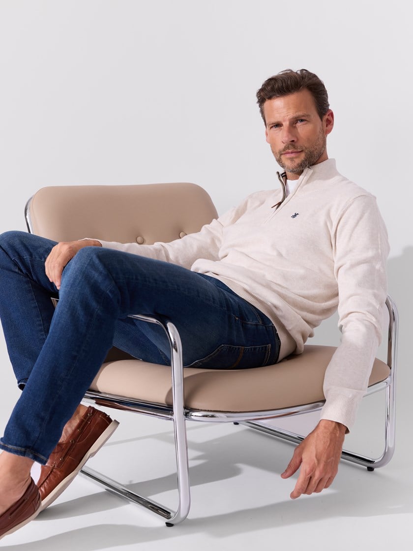 Georg zip genser Coconut Milk