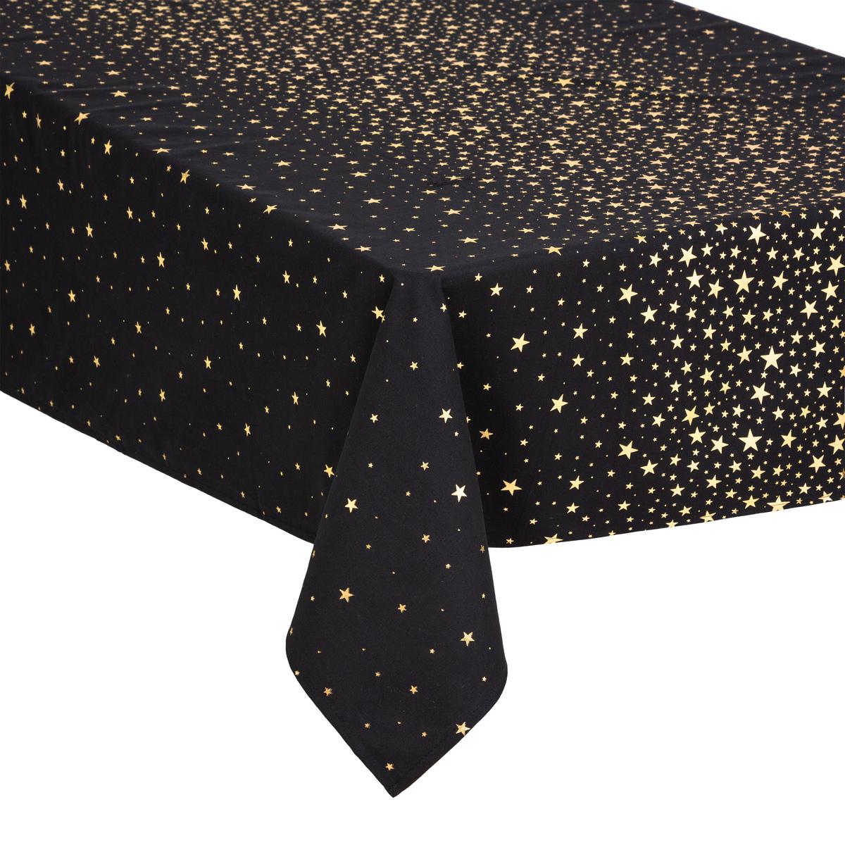 NAPPE COTON ETOILES NOIR 140X240CM