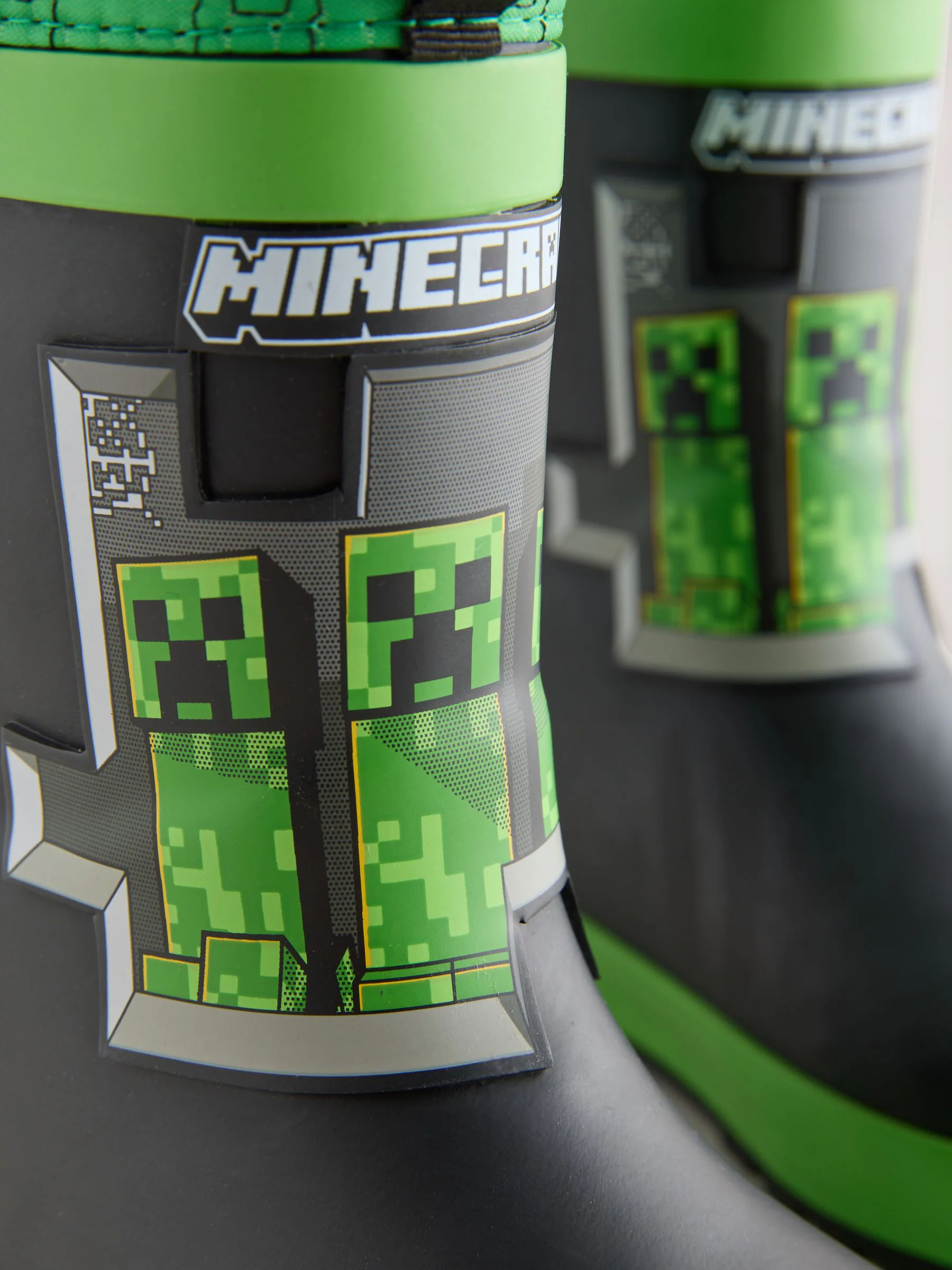 Zwart/groen - Minecraft Warm Lined Cuff Wellies