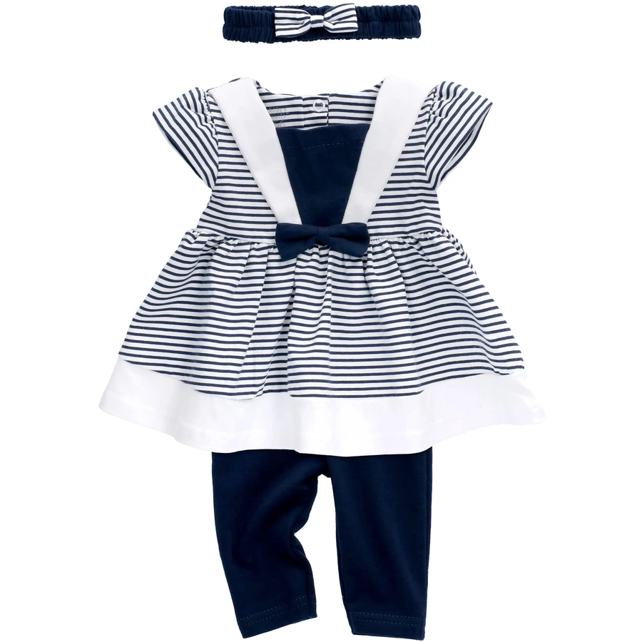 Baby Sweets 3tlg Set Kleid + Hose + Mütze Lieblingsstücke Kleider weiß navy