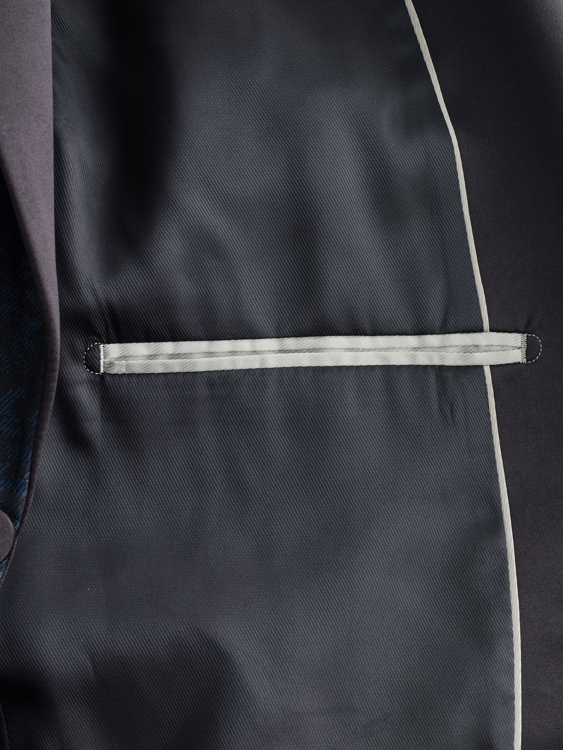 Donkerblauw - Slim Fit Jacquard Pattern Tuxedo Suit Jacket