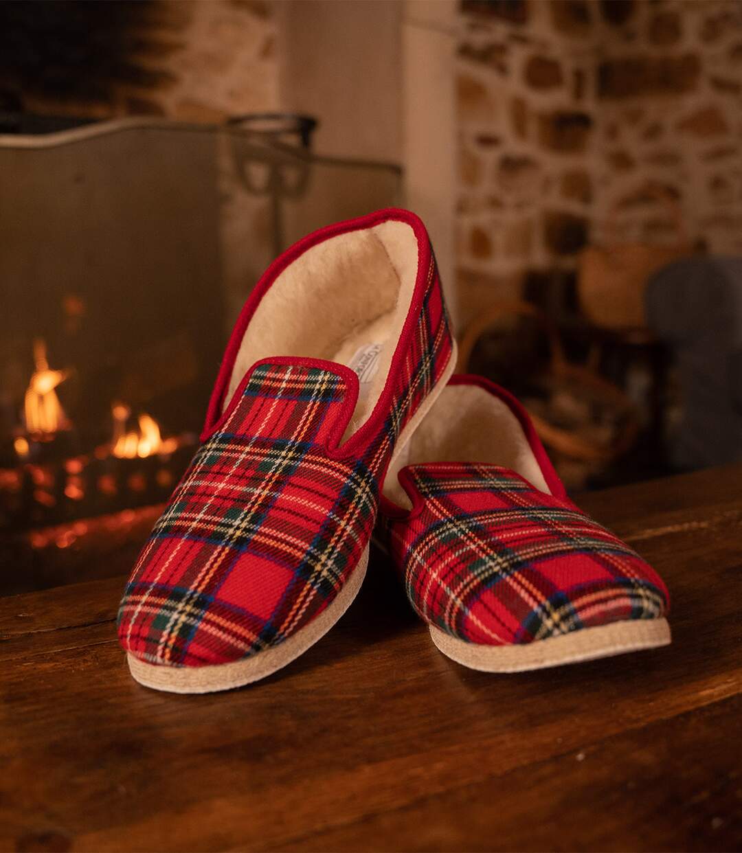 Charentaises Françaises à Carreaux Rouge