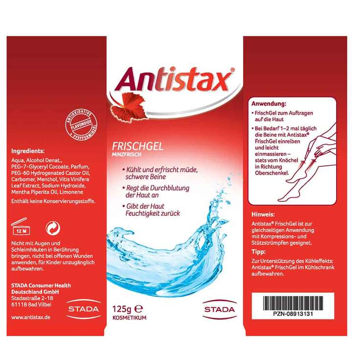 Antistax® Frischgel Kosmetikum für müde & schwere Beine, 125 ml