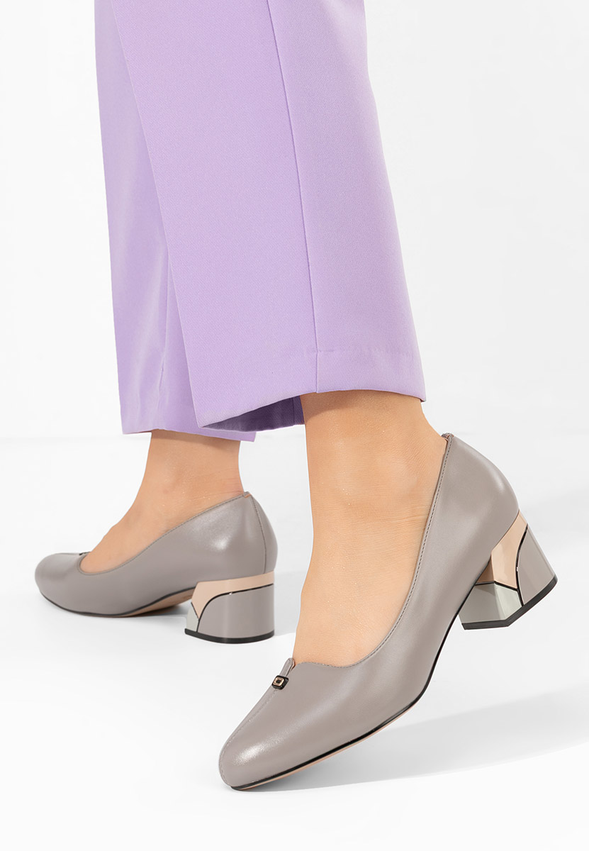 Chaussures à talon épais gris Luceta