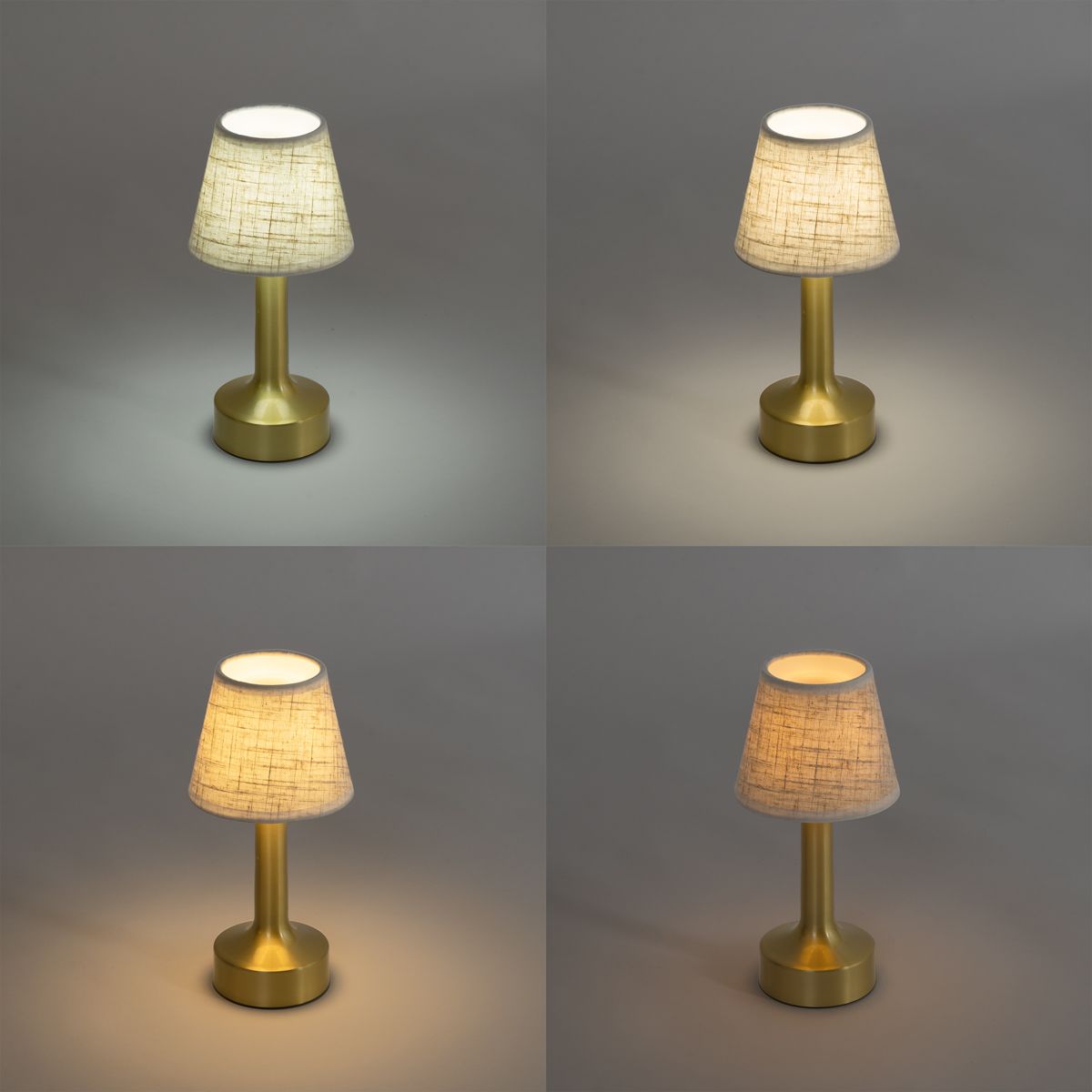 Set van 2 tafellampen goud met beige RGBW oplaadbaar - Elise