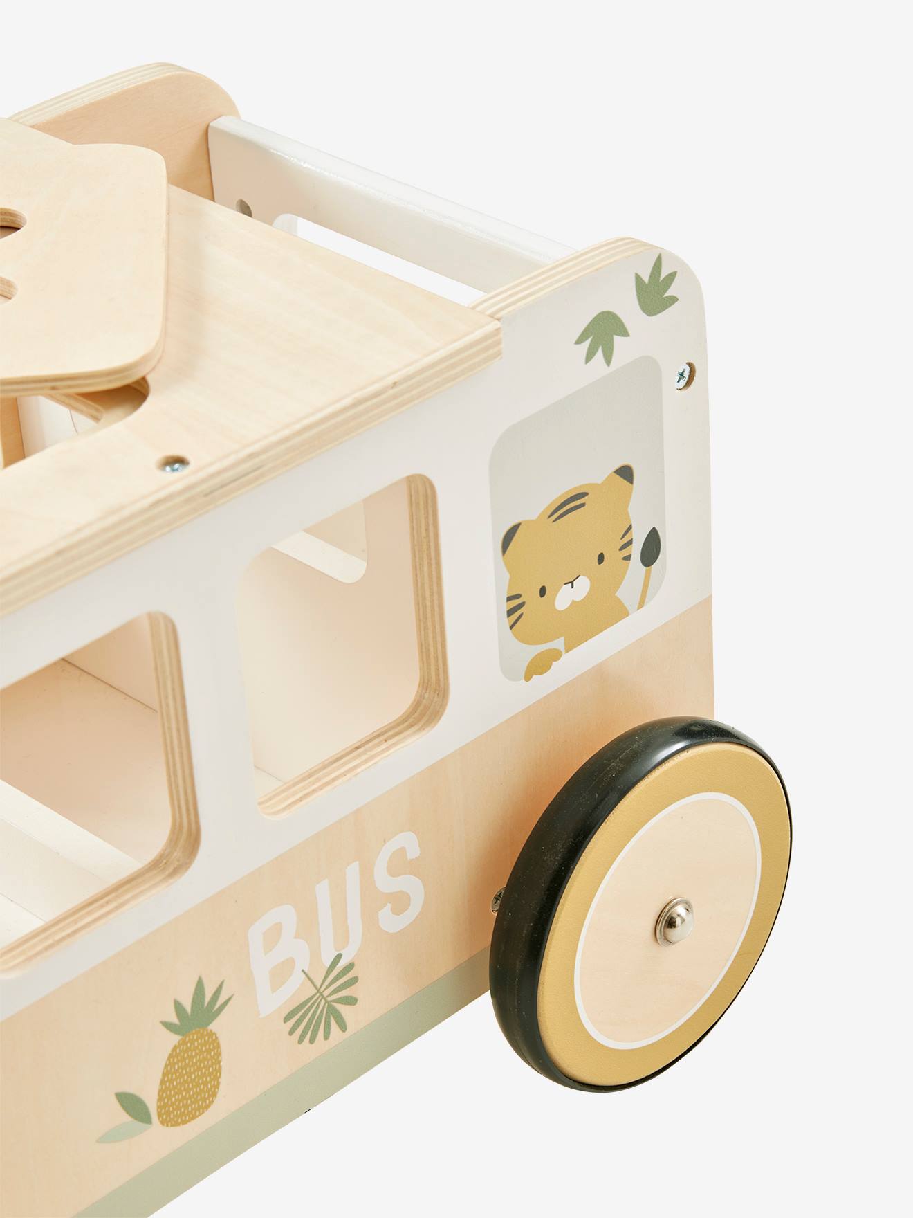 Ônibus de madeira Hanoi para passeio, brinquedo para crianças, certificado FSC® multicolorido