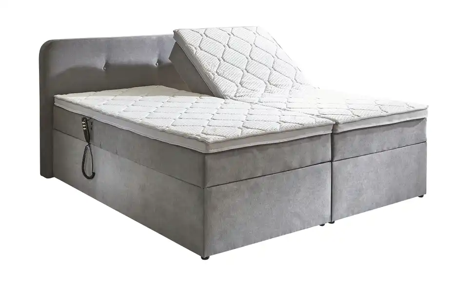 Boxbett elektrisch mit Stauraum Hellgrau 180 cm
