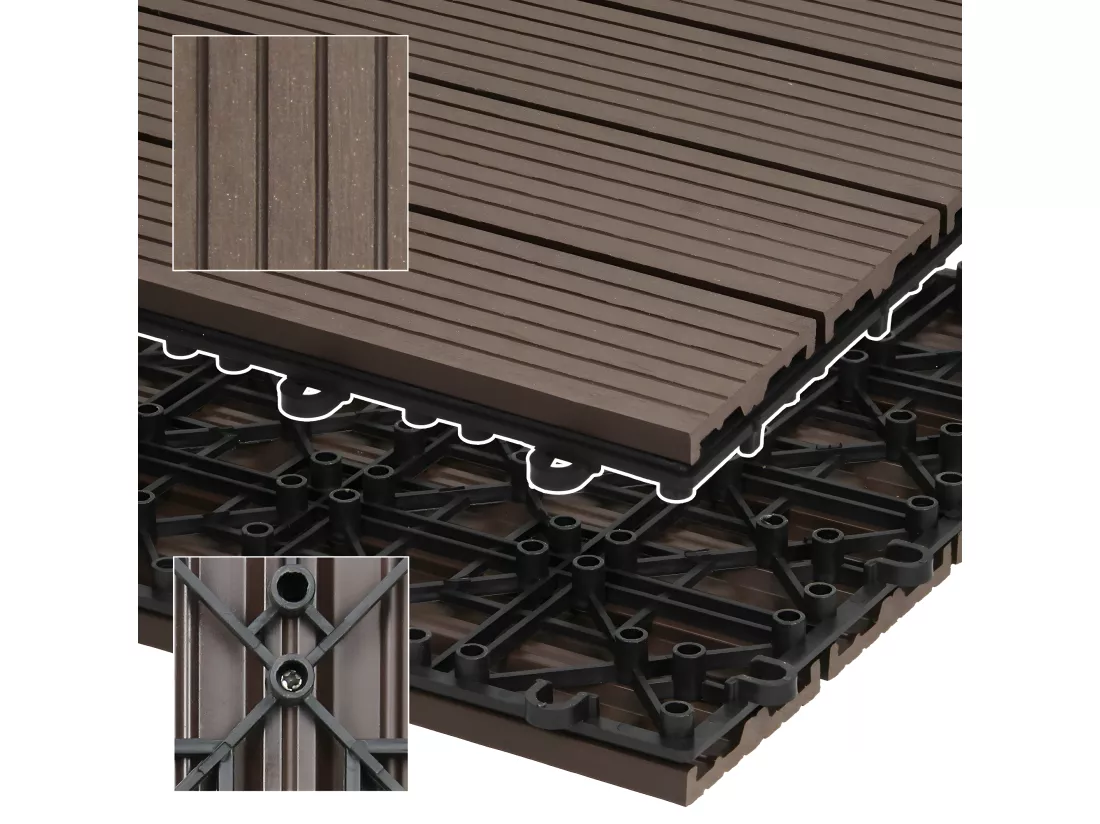 Lot de 5 panneaux de sol en WPC 60x30 brun foncé