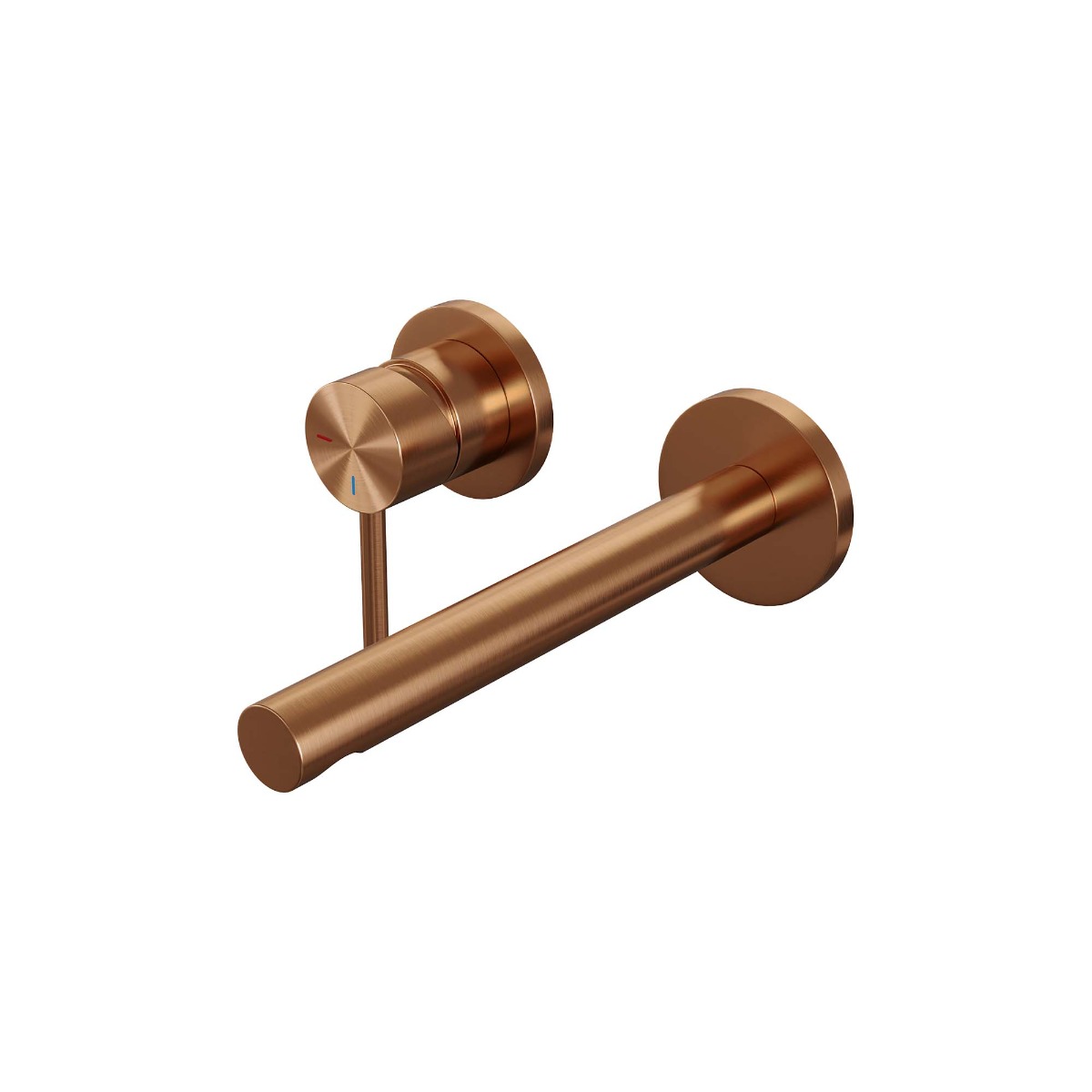Brauer Copper Edition ColdStart wastafelkraan inbouw rechte uitloop en rozetten model A2 koper geborsteld PVD