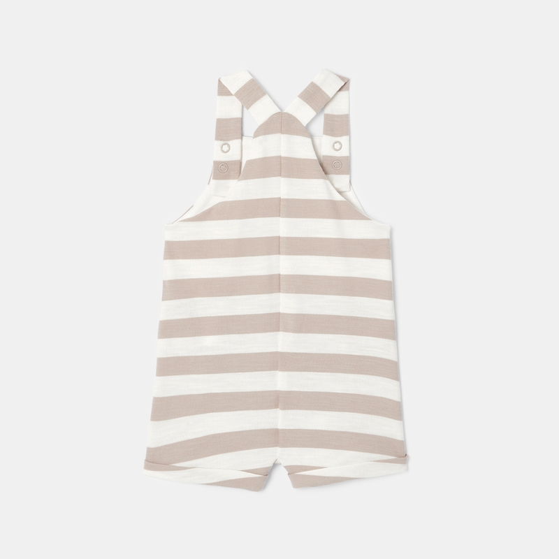 Salopette courte en molleton de coton bio beige mixte Absorba
