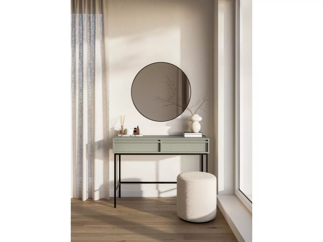 Coiffeuse - 110 cm - avec tiroirs et cadre - vert sauge - EVO