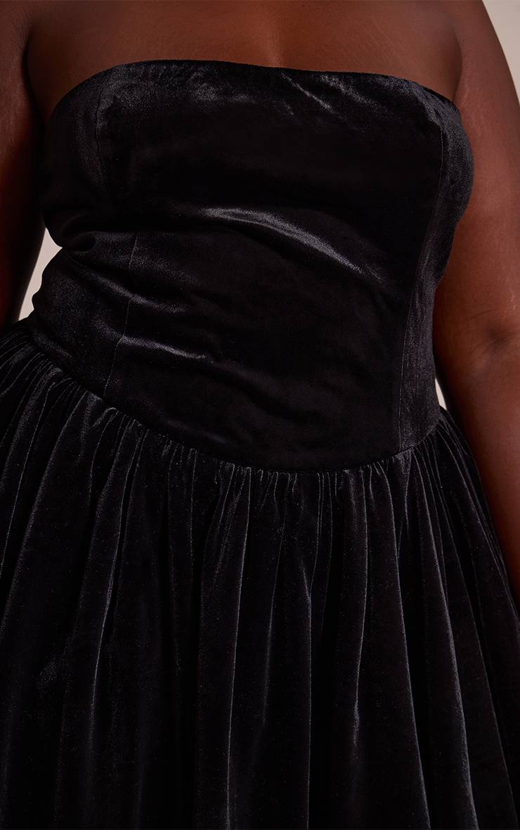 Noir Robe Longue Droite Bandeau En Velours Grande Taille