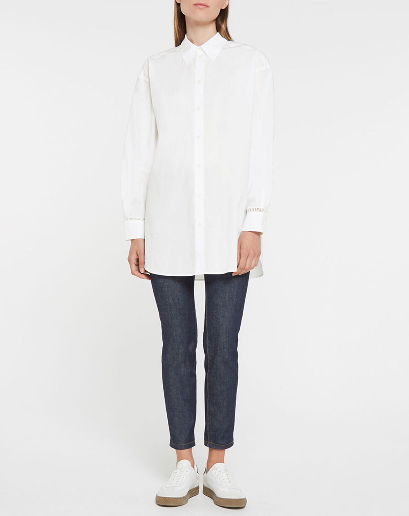 Tommy Hilfiger Chemise Regular 100% Coton Bio Abo Lace Pop Boyfriend blanche
