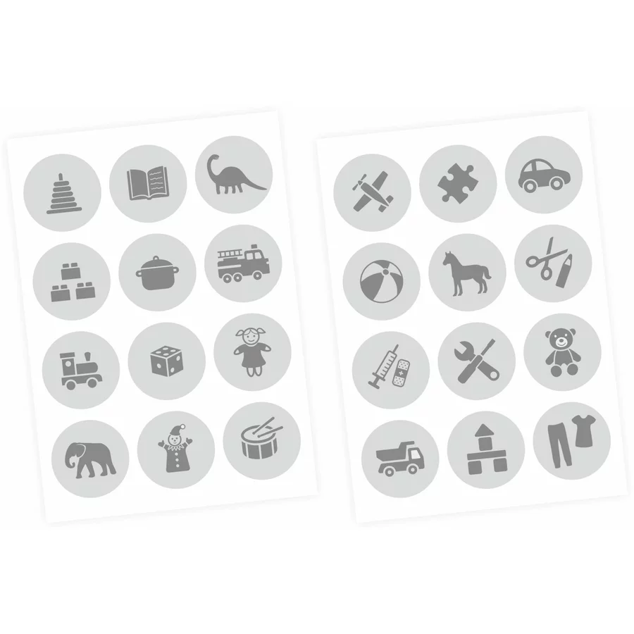 Nikima Möbelaufkleber Ordnungssticker für Spielzeug GRAU grau