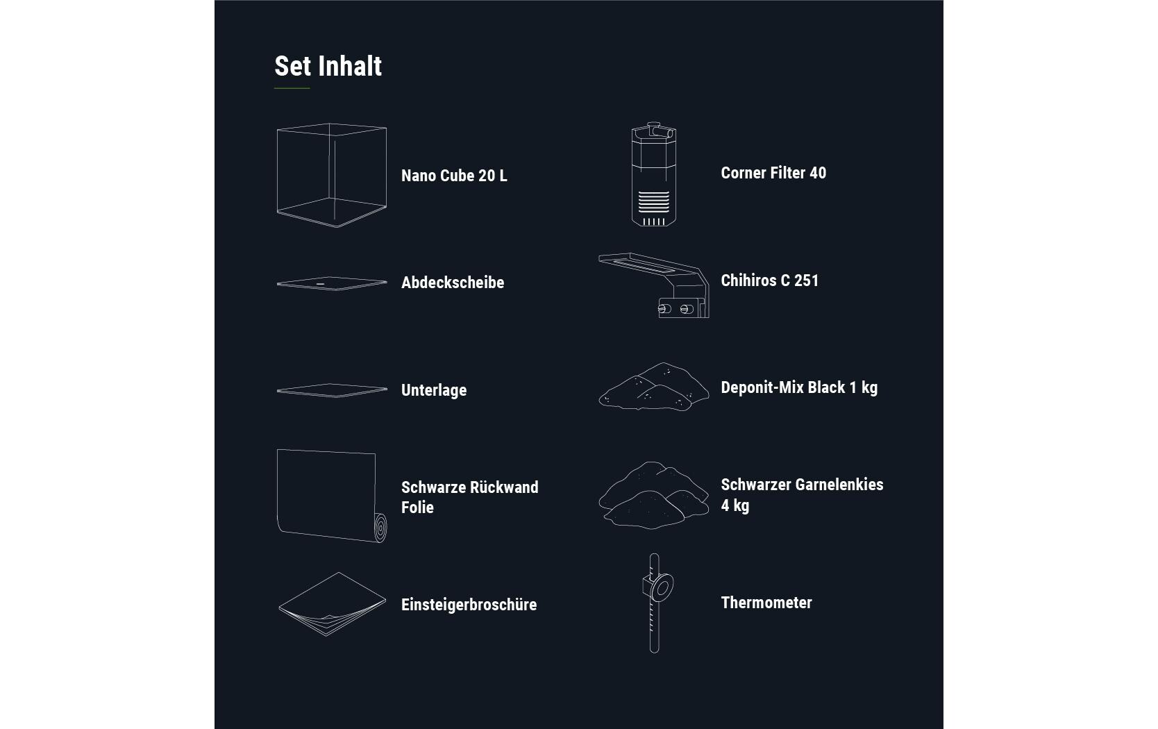 Aquarium Nano Cube Complete, 20 l<br>Mini Aquarium Komplettset