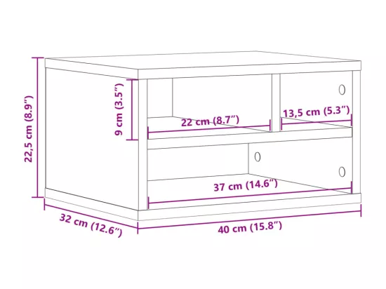 Support d'imprimante sonoma gris 40x32x22,5cm bois d'ingénierie