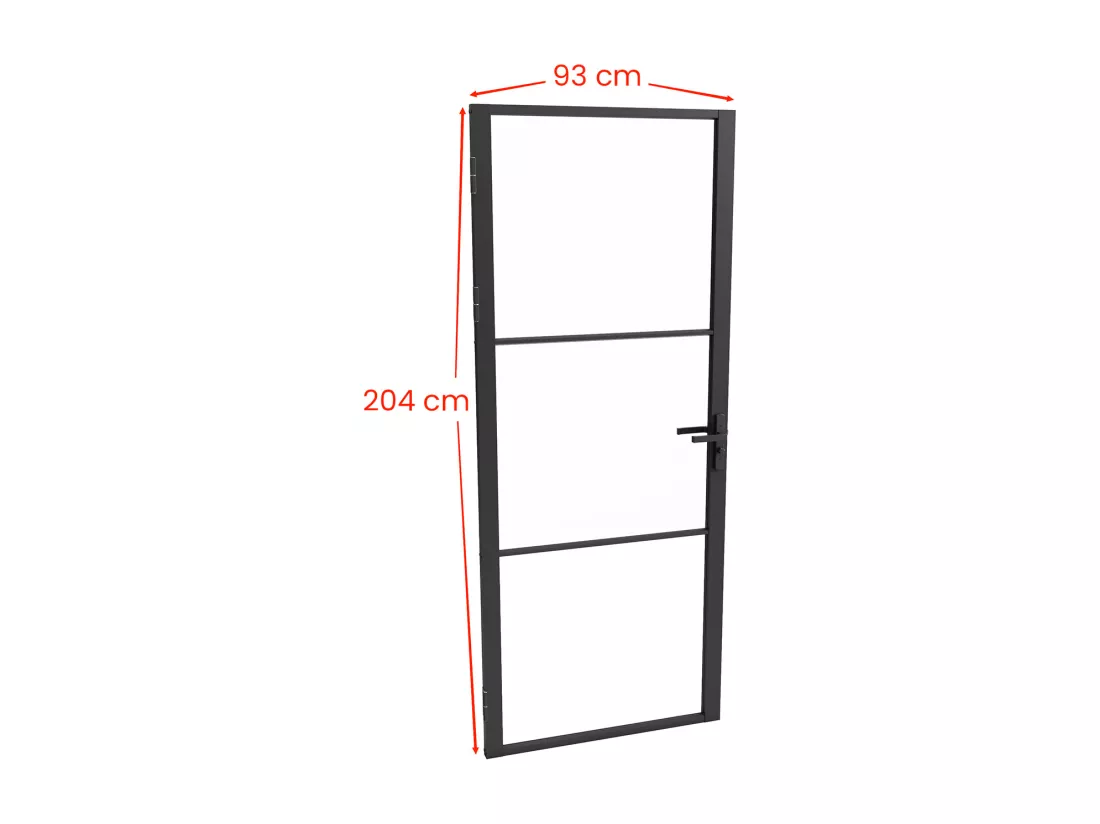 Bloc porte réversible en aluminium et verre trempé - H204 x L93 cm - Noir - MASERU