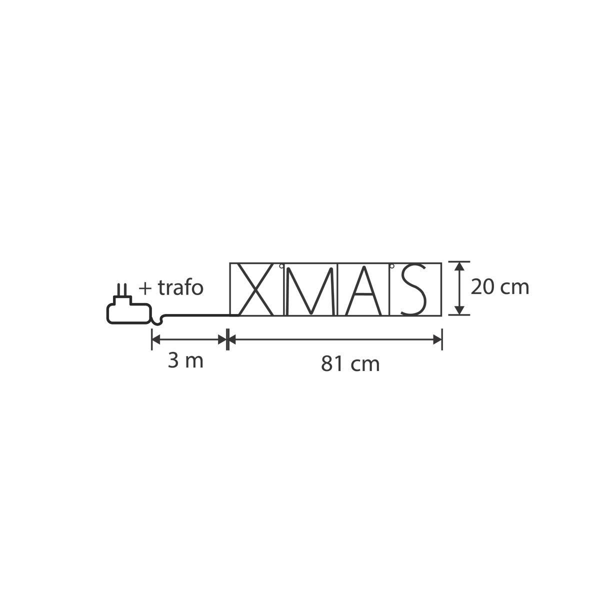Kerst wandlamp zwart XMAS incl. LED met timer IP44 - Yoro