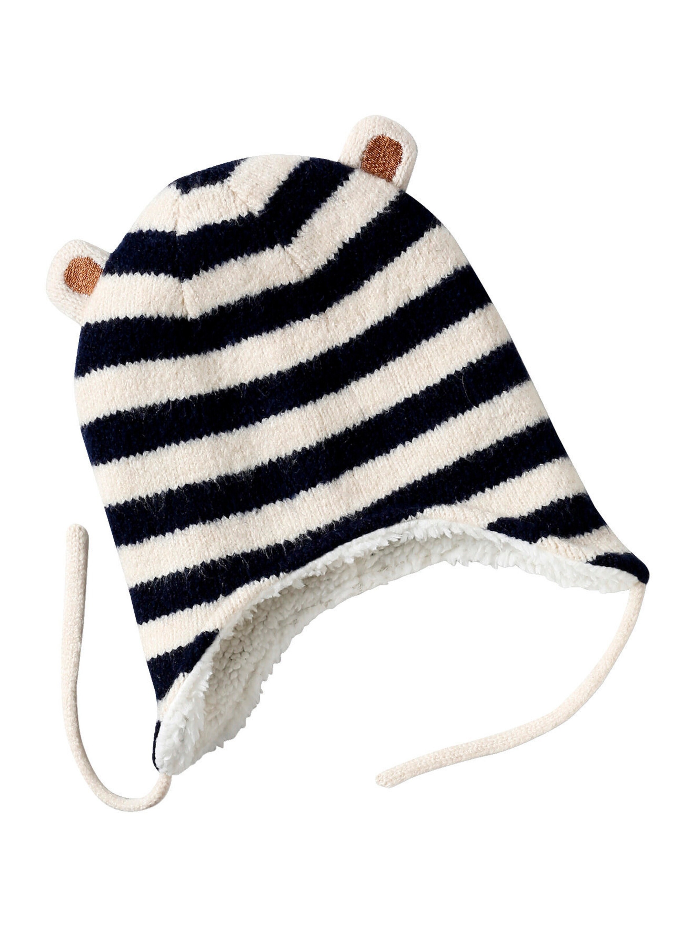 Vertbaudet Jungen Baby-Set mit Teddyfleece: Mütze, Rundschal & Fäustlinge wollweiß