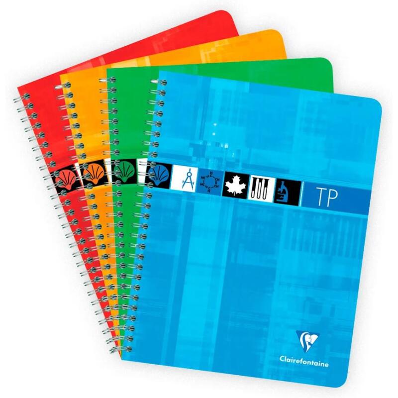 Cahier Travaux Pratiques reliure intégrale 17x22 cm 80 pages grands carreaux 90 g + uni 125 g - Assortis
