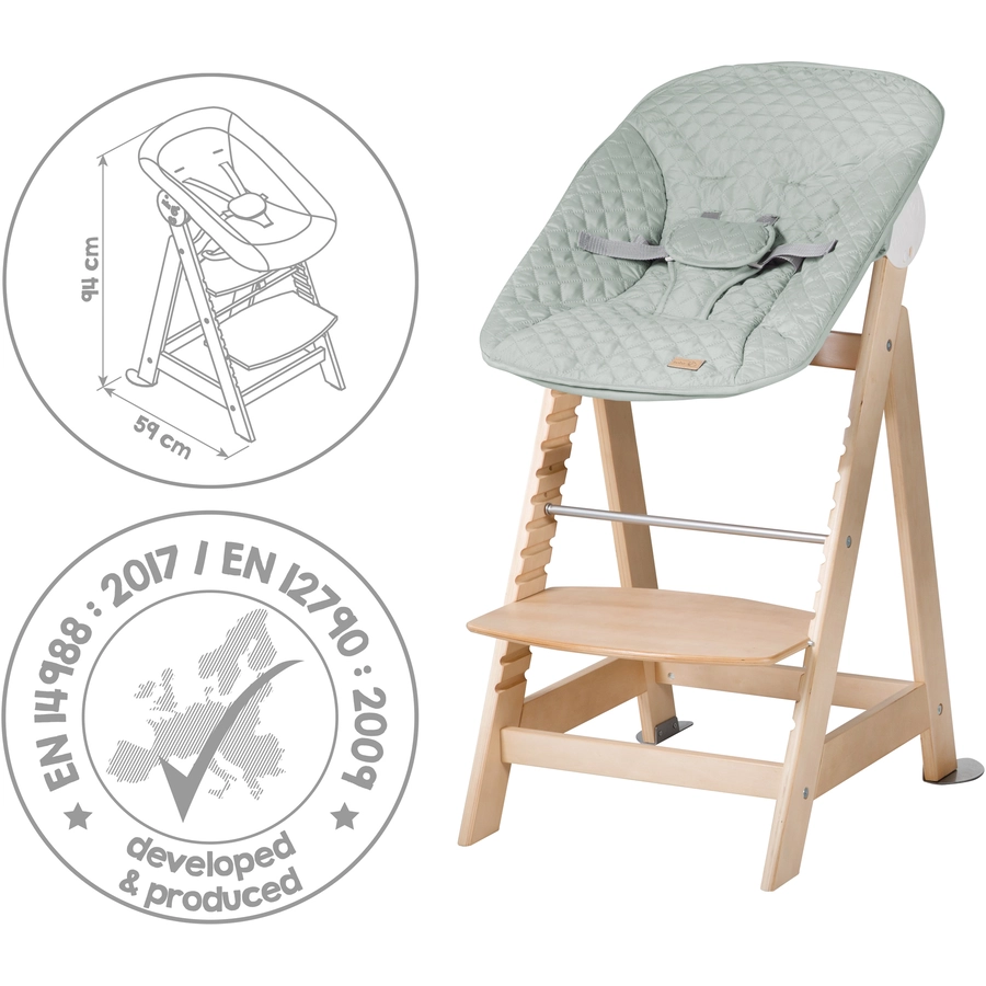 roba Treppenhochstuhl Born Up natur Set 2 in 1 inkl. Aufsatz Style frosty green