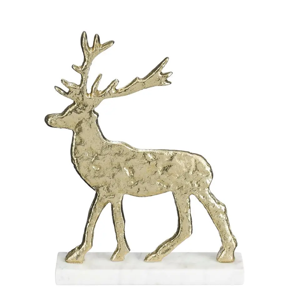 Mica Decorations Kerstdecoratie Hert - L20 x B5 x H27 cm - Champagne