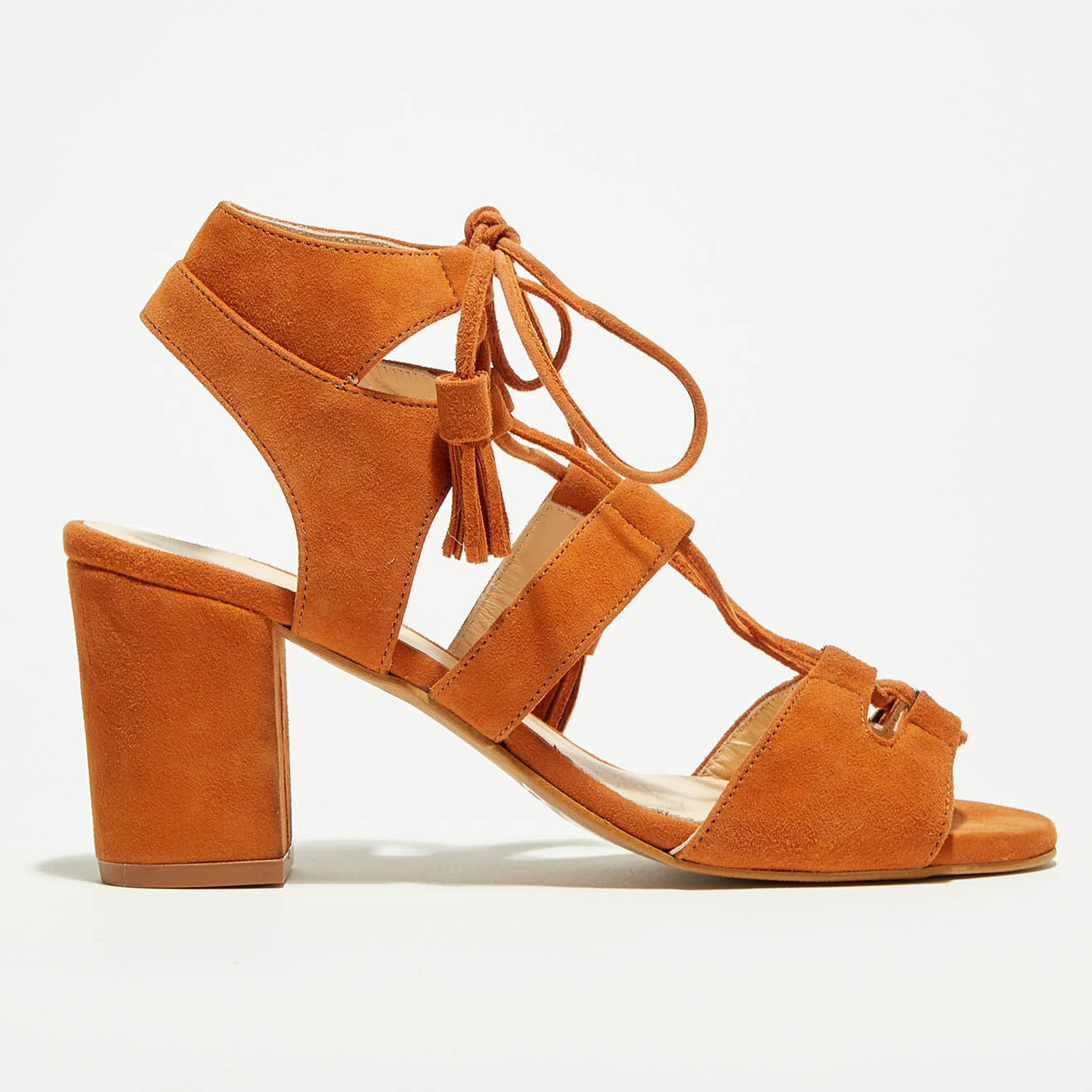 Anaki Sandales en Velours de Cuir Carilo brandy - Talon 8 cm