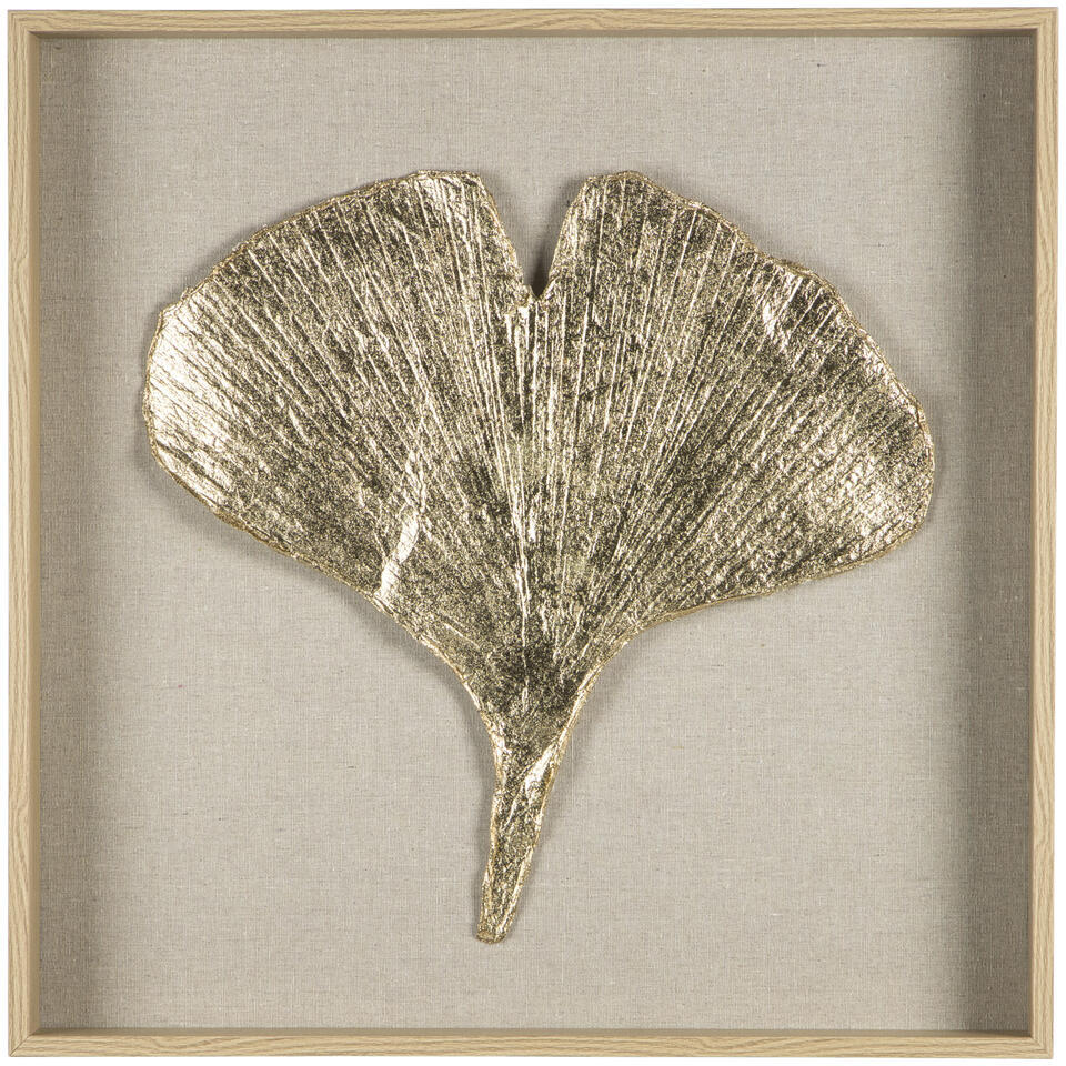 Schilderij Ginko goudkleur MDF/glas - 50x50 cm