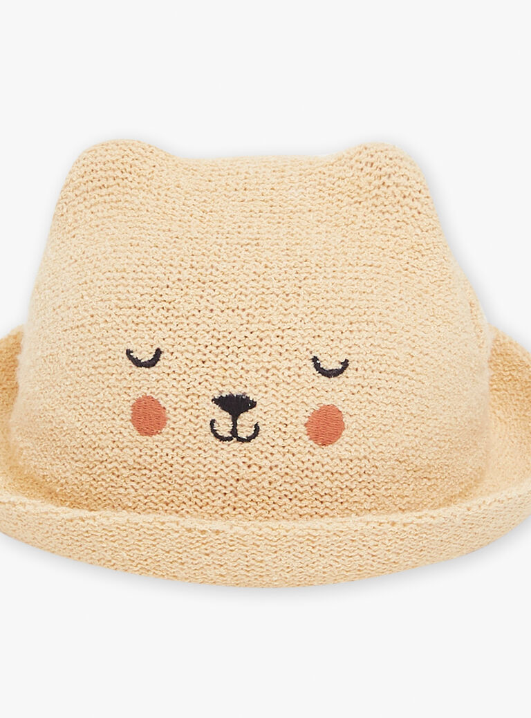 Chapeau naturel chiné en tricot de jersey