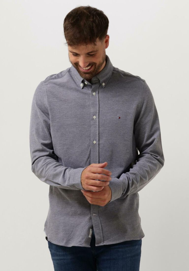TOMMY HILFIGER donkerblauwe tommy hilfiger klassiek overhemd 1985 knitted sf shirt