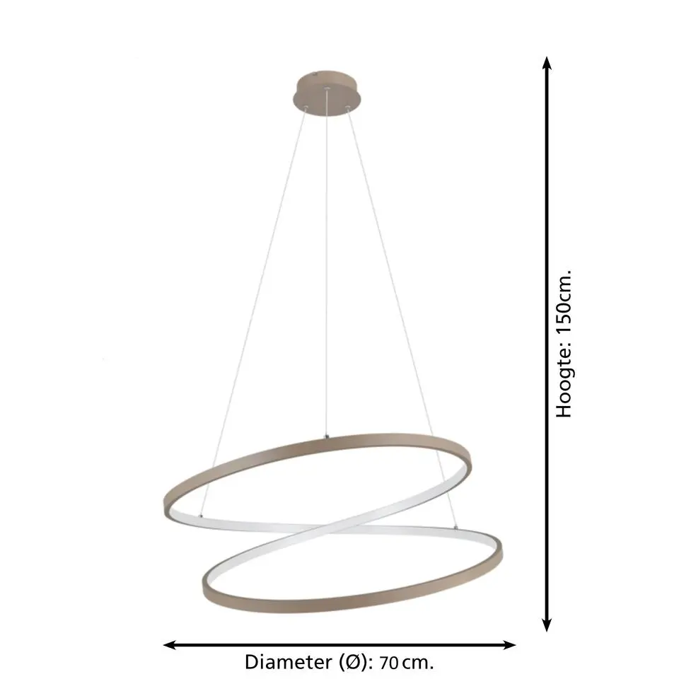EGLO Ruotale Hanglamp - LED - Ø 70 cm - Zandkleur/Beige/Wit