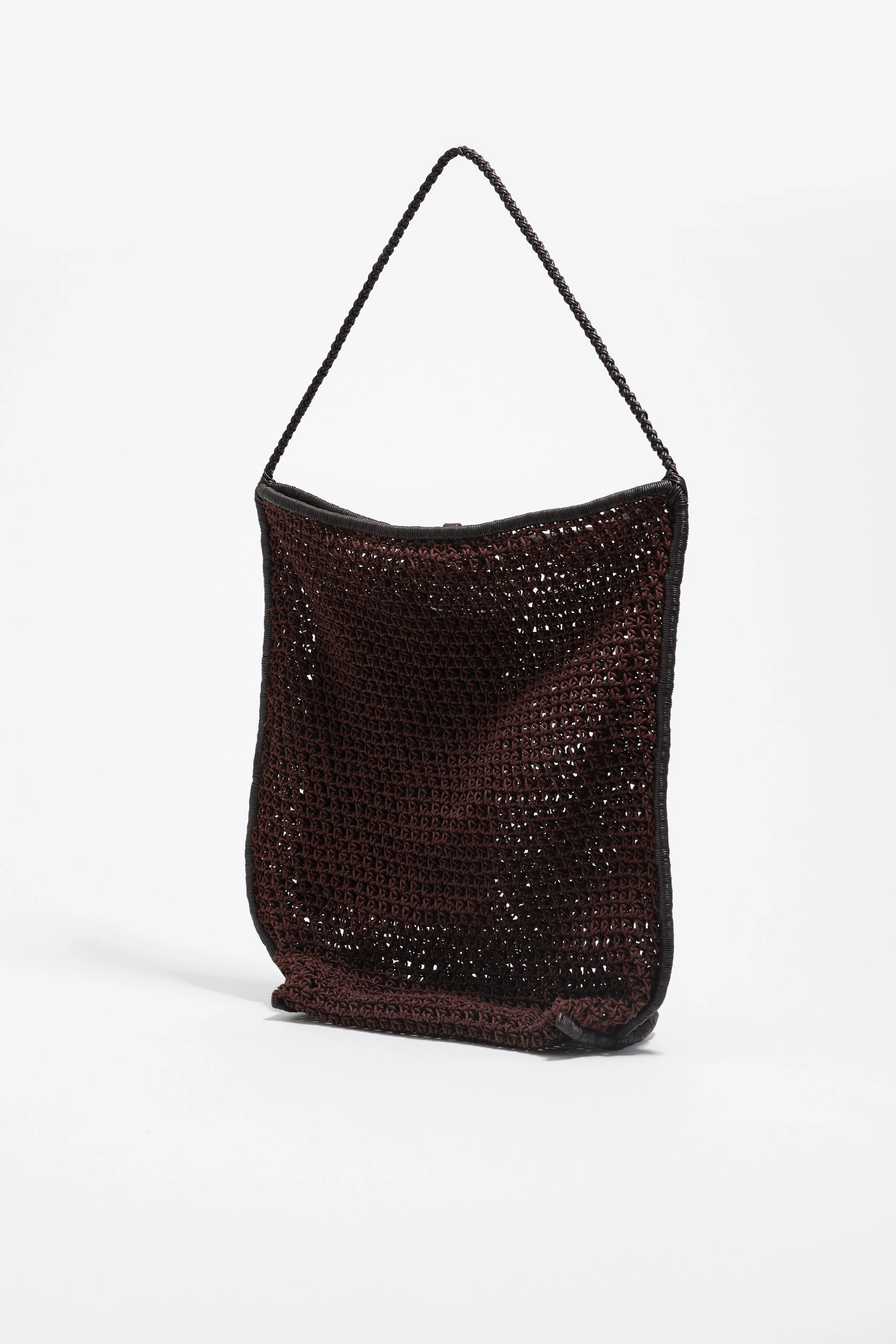 Bolsa de ombro trançada cor chocolate