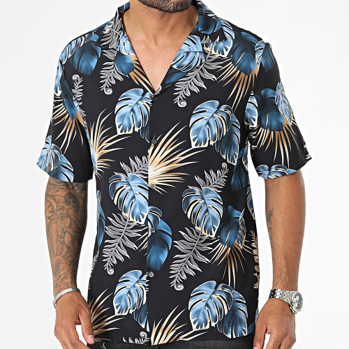 Chemise Manches Courtes Noir Floral