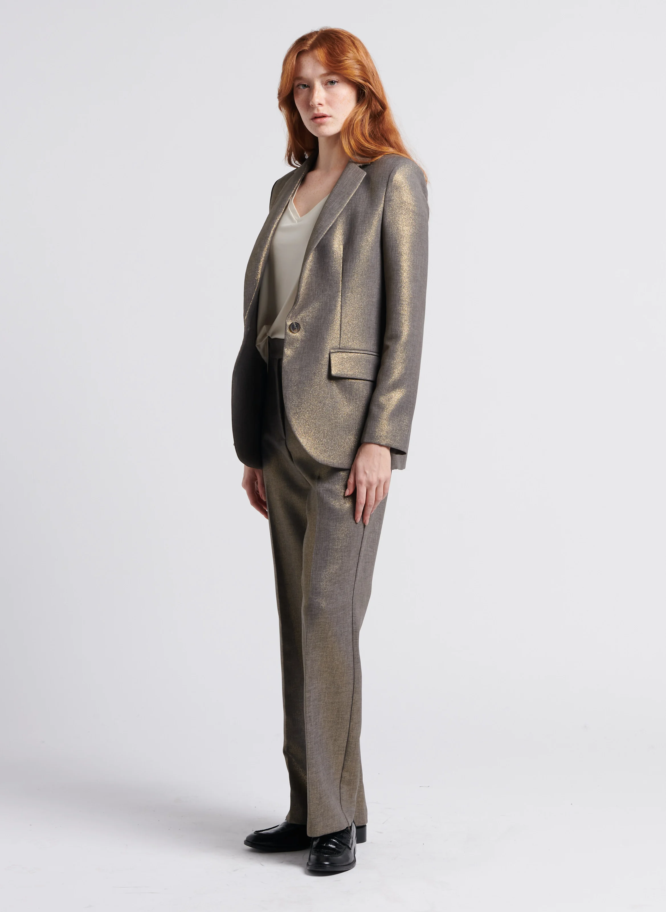 Blazer droit métallisé| Gris