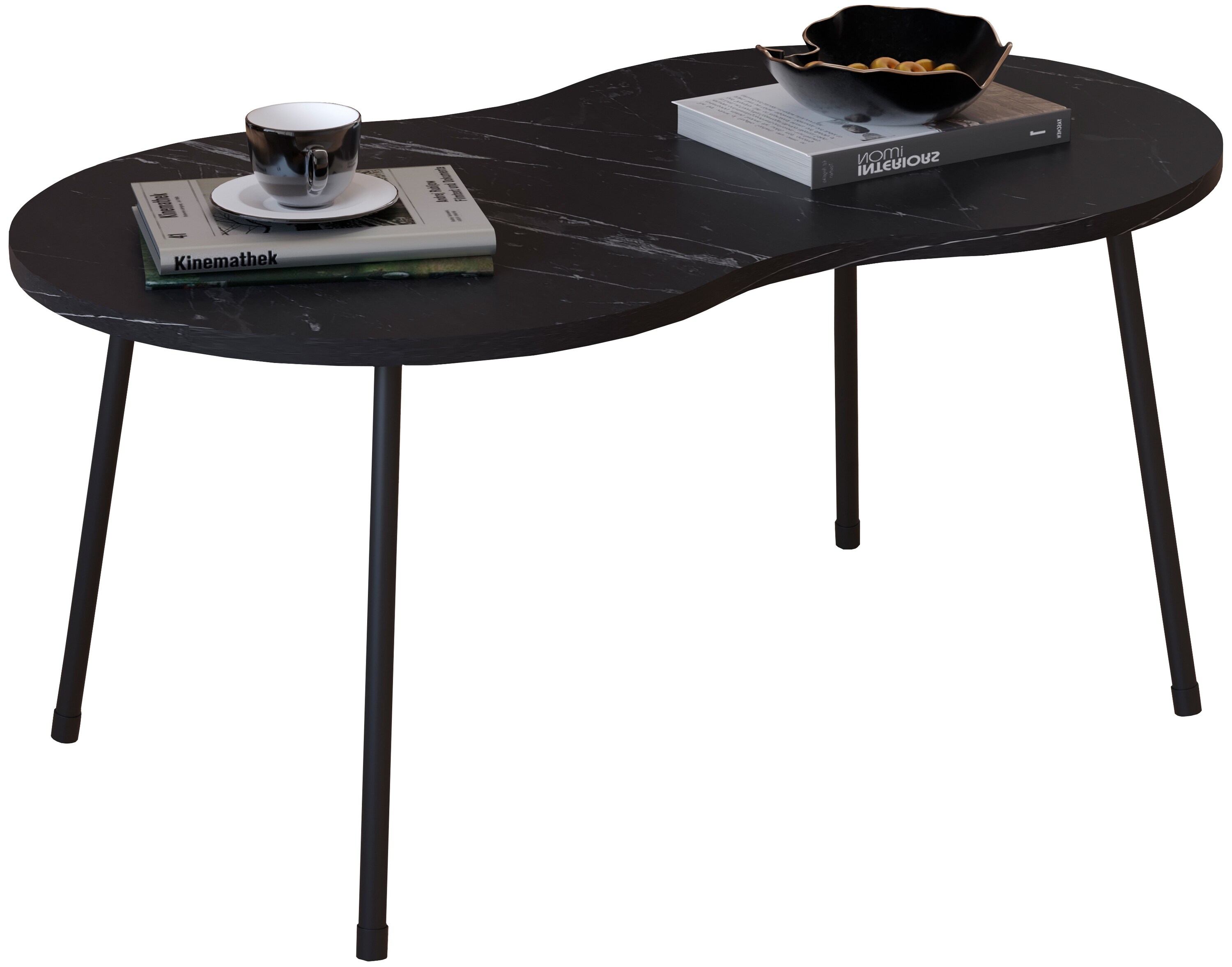 VCM Holz ovaler Beistelltisch Marmor Optik Couchtisch Sofatisch Wohnzimmertisch Mirola