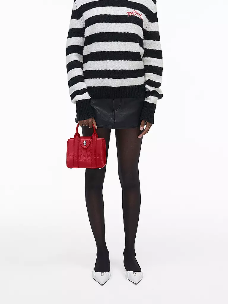 MARC JACOBS Ledertasche - Mini Bag THE TURNLOCK CROSSBODY TOTE dunkelrot