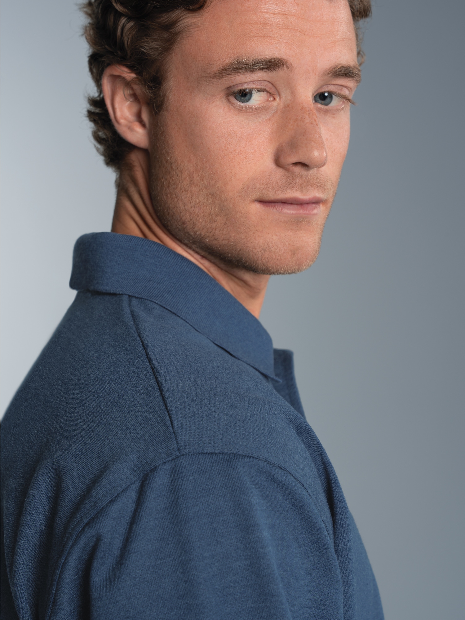Poloshirt aus Sweat-Qualität Nightblue-melange