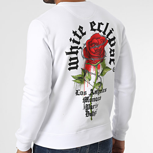 Sweat Crewneck Roses Barbed Blanc