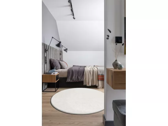 Tapis BUENOS cercle 7001 shaggy uni, couleur unique blanc cercle 200 cm